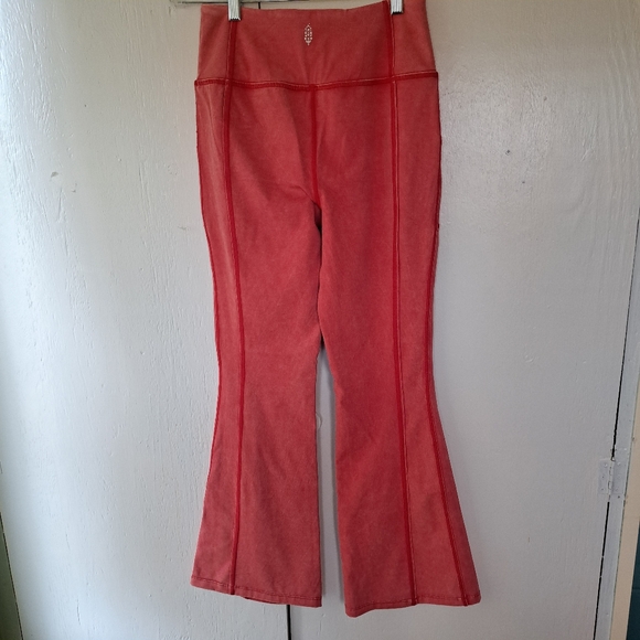 Free People Movement Bootcut Flared Pocket Pants Stonewashed Red SZ M - Picture 11 of 12